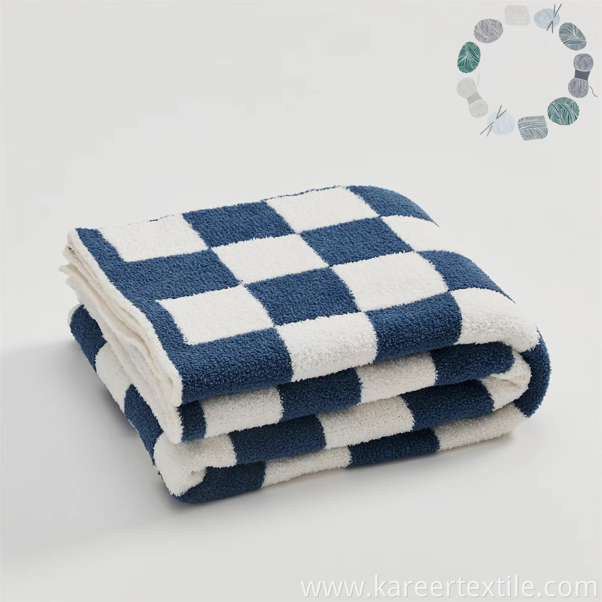 Geometric Simple Checkerboard Polyester Knitted Lightweight Cozy Throw Blanket for Couch Sofa Bedroom Adults Kids